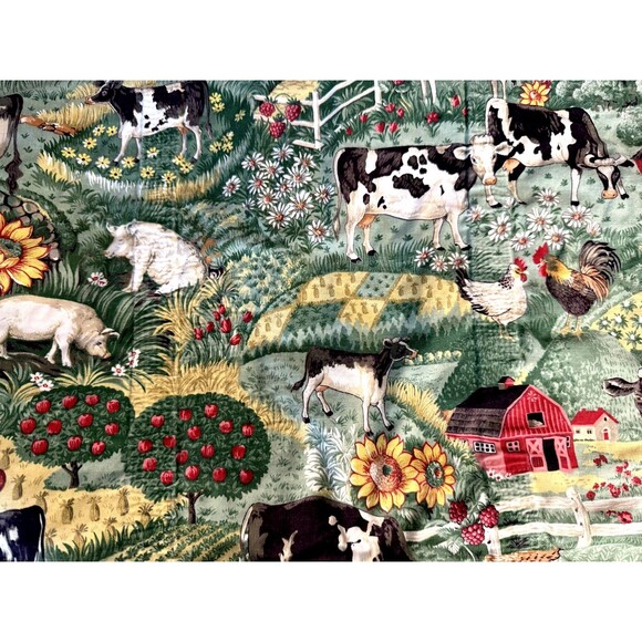 Tote Shoulder Bag Farmland Tapestry Scene Lined 20x15 - Picture 3 of 8
